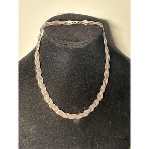 VTG Italian fine jewelry Sterling Silver Braided necklace 27 grams. 18 inches